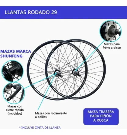 Llanta Bicicleta Rodado 29 Doble Pared (delantera + Trasera) - Image 2