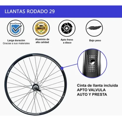 Llanta Bicicleta Rodado 29 Doble Pared (delantera + Trasera) - Image 3