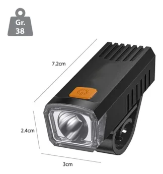 Luz Led Delantera Recargable Cable USB Color Negro