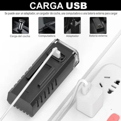 Luz Led Delantera Recargable Cable USB Color Negro - Image 4