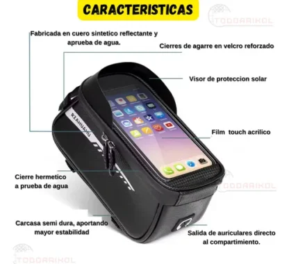 Alforja Bolso Bicicleta Impermeable Porta Celular Delantero - Image 5