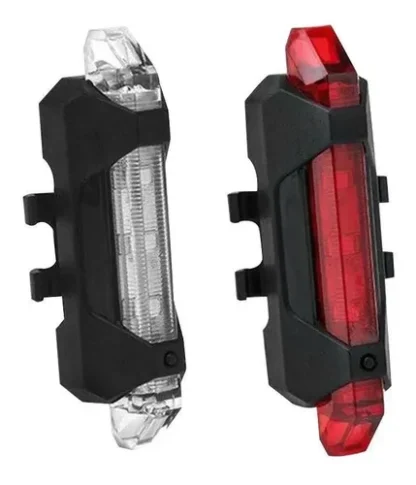 Combo Luz Bicicleta Led Usb Recargable Delantera/Trasera Color Rojo/Blanco DC-918
