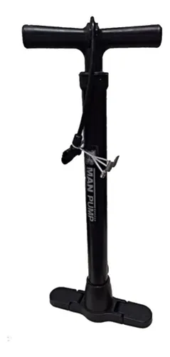 Inflador Pie Bicicleta Kawi B Man Doble Valvula + Accesorios Color Negro