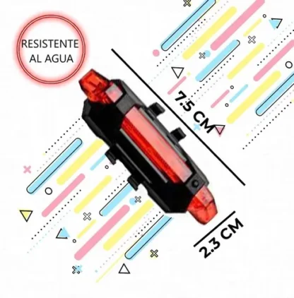 Combo Luz Bicicleta Led Usb Recargable Delantera/Trasera Color Rojo/Blanco DC-918 - Image 9