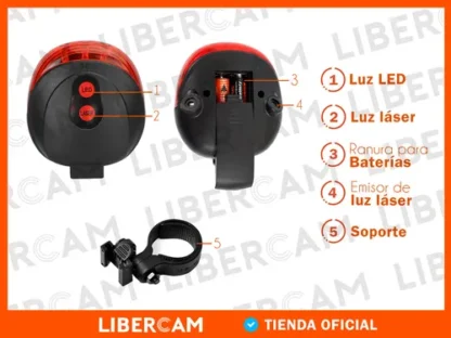 Luz Led Trasera 5 Funciones y 2 Laser Indicador Carril - Image 2