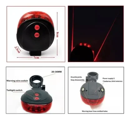 Luz Led Trasera 5 Funciones y 2 Laser Indicador Carril - Image 9